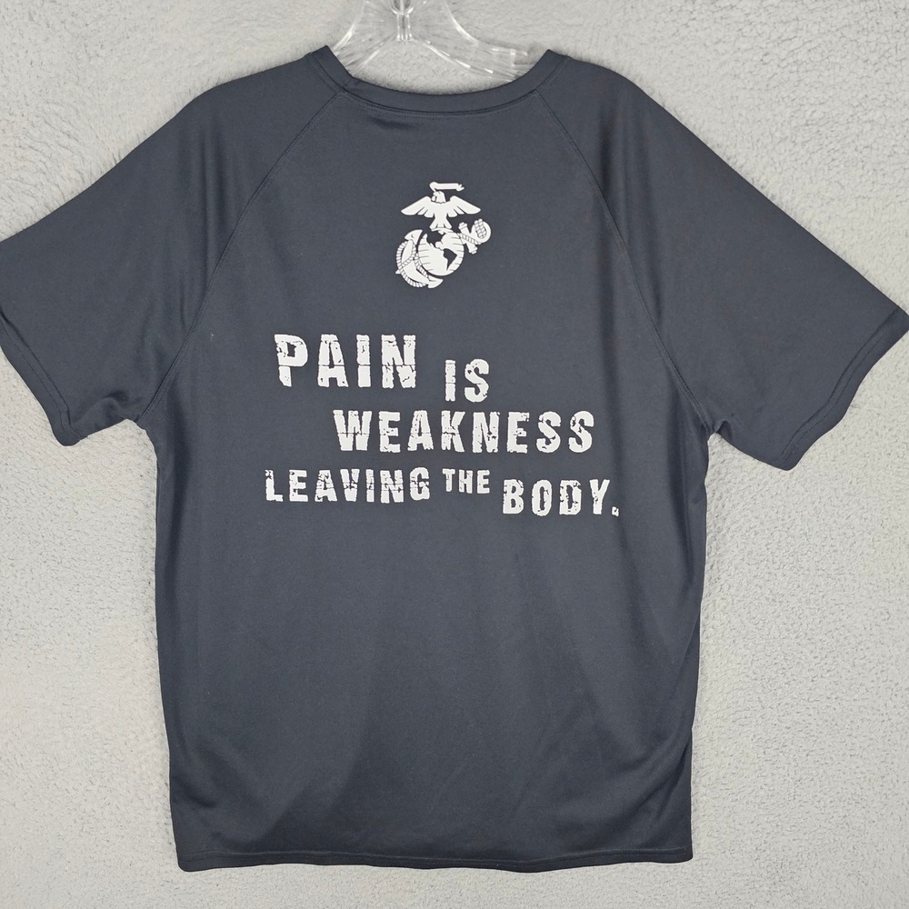 Expert Brand T-Shirt Mens L Black US Marines Pain is Weakness Performance Tee